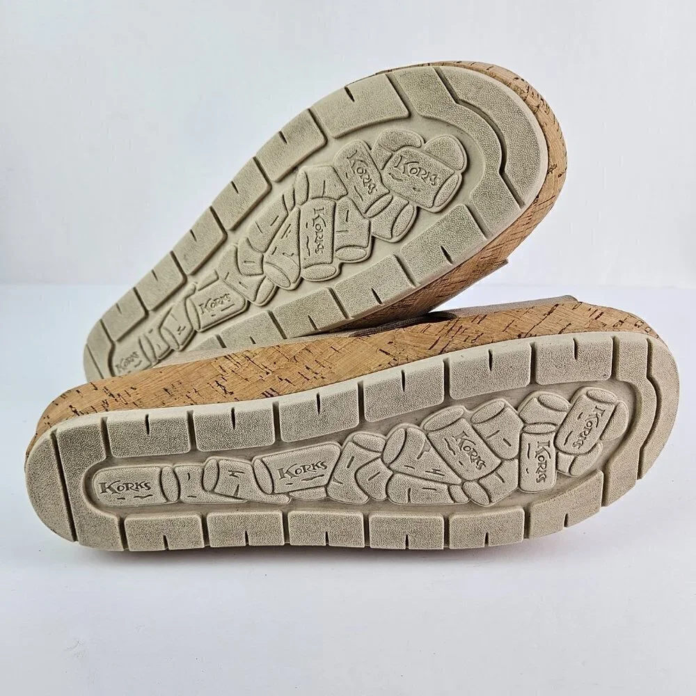 Korks by Kork-Ease Joly Cream Distressed Leather Cross Strap Slide Sandal 11